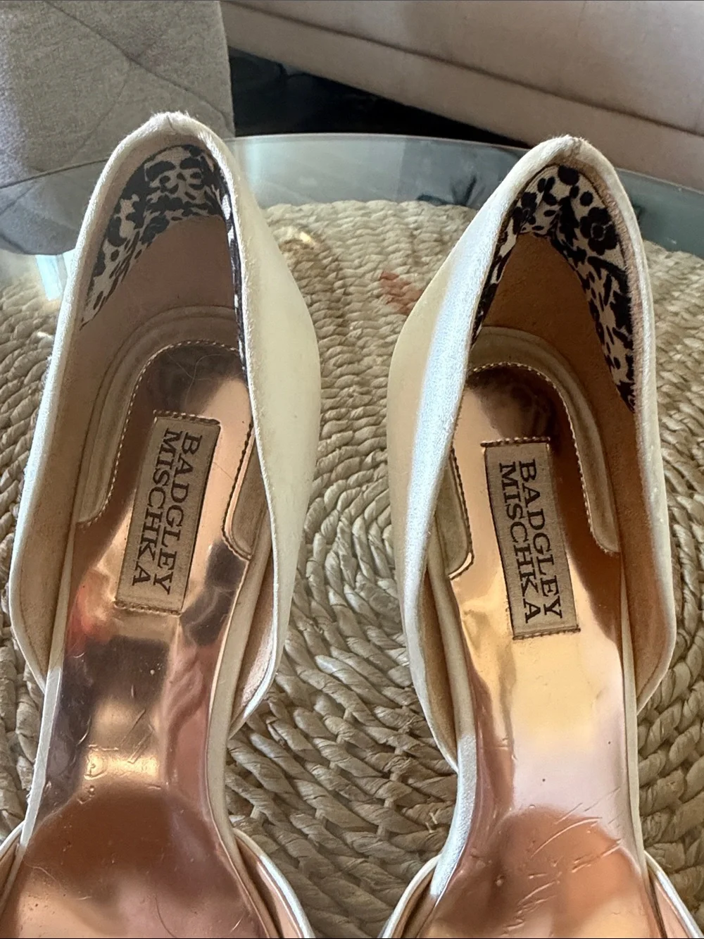 Badgley Mischka ivory satin